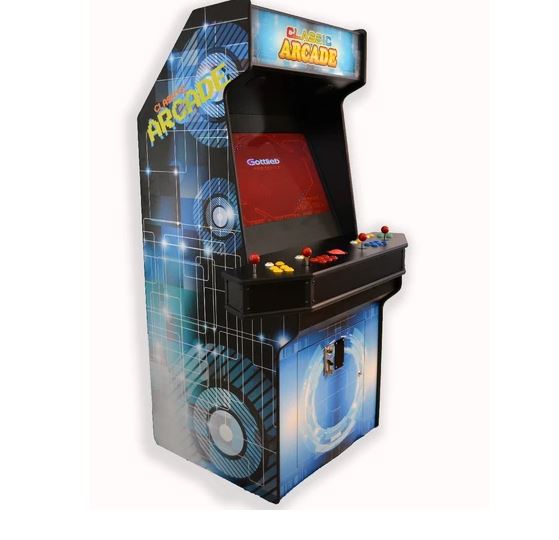 FULL-SIZED FOUR PLAYER UPRIGHT ARCADE GAME WITH TRACKBALL FEAT